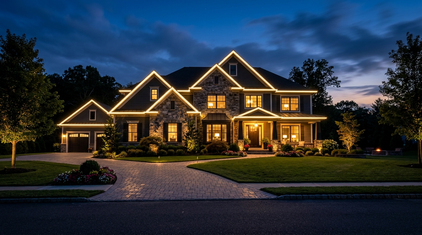 Two-story estate lighting in Sea Girt NJ